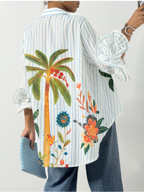 Chemise imprimée manches volantées