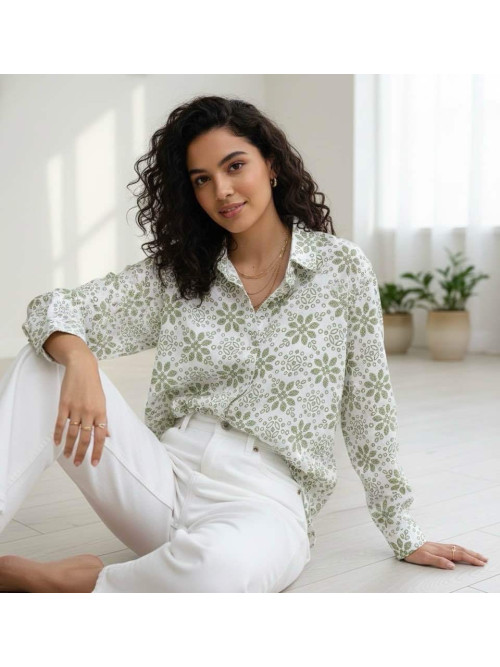 Chemise imprimé ajouré bicolore