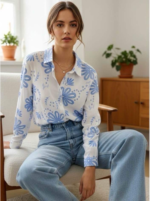 Chemise imprimé ajouré bicolore