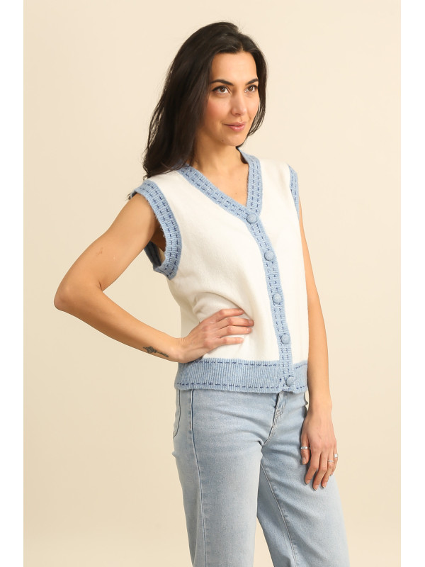 Gilet sans manche bicolore