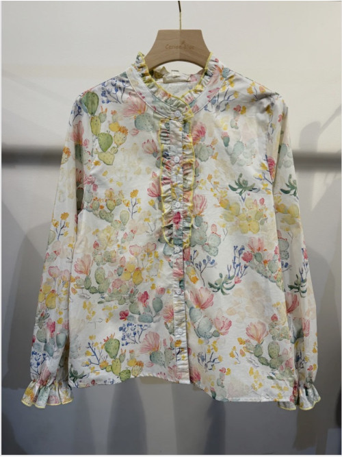 Chemise imprimé fleurs et cactus