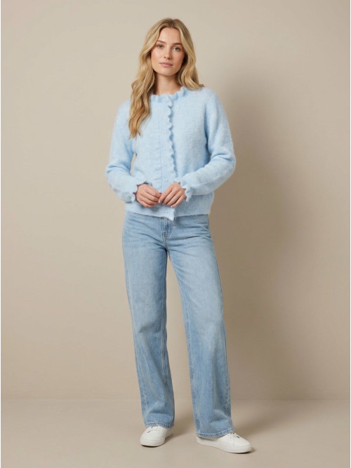 Gilet maille moelleuse col volanté