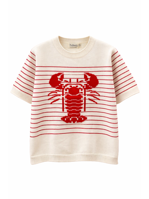 Pull marinière "homard" manches courtes