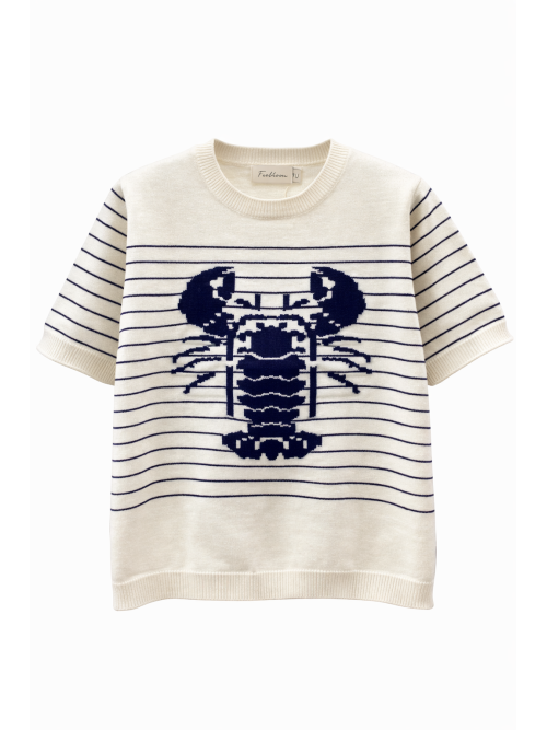 Pull marinière "homard" manches courtes