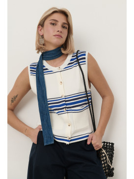 Gilet rayé sans manche col...
