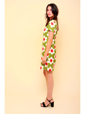 Robe rétro 70's fleurie col...