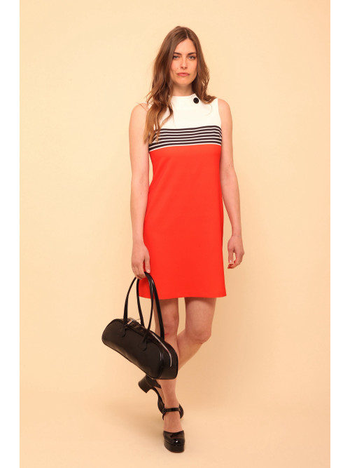 Robe 70's courte sans manche coupe droite
