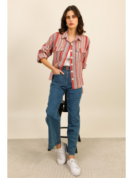 Chemise rayée éthnique -...