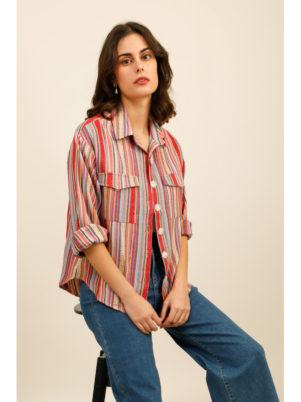 Chemise rayée éthnique