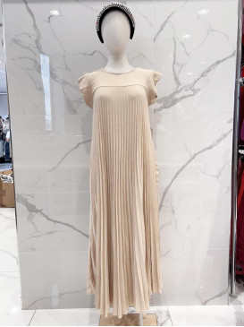 Robe longue plissée col...