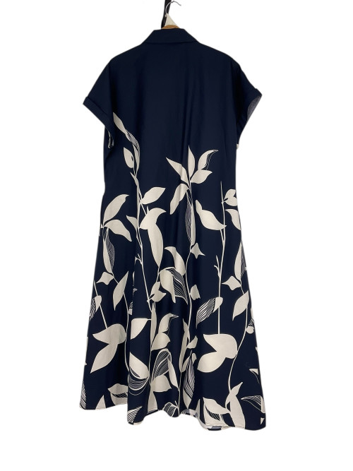 Robe midi imprimé feuillage sans manche