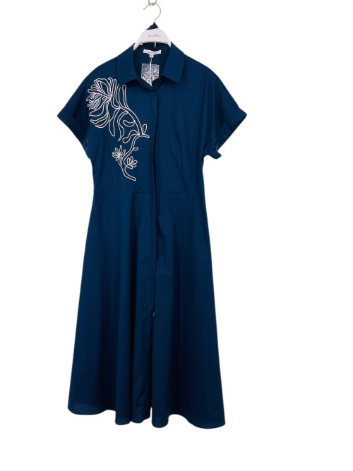 Robe chemise midi manches courtes à revers