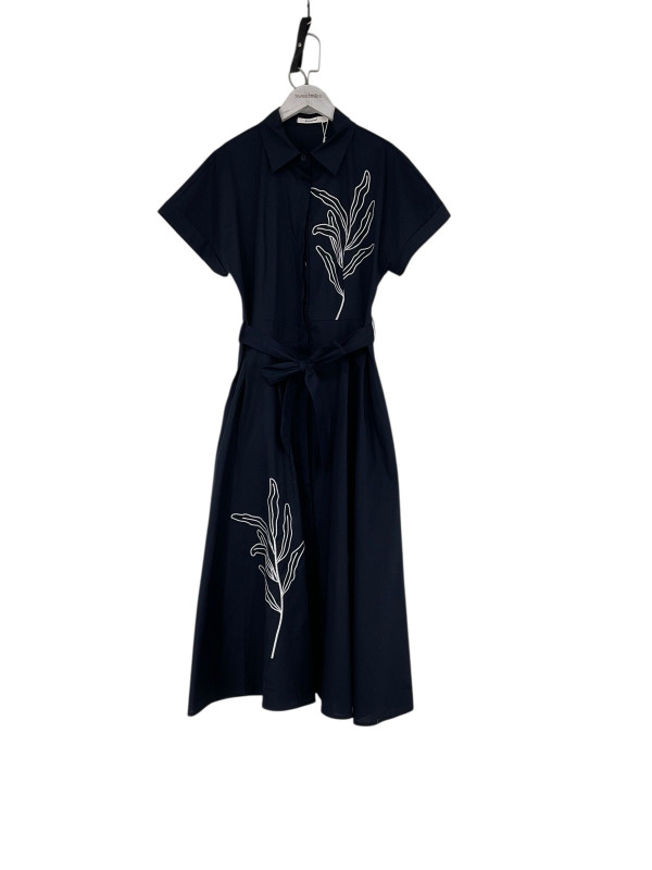 Robe chemise midi manches courtes à revers
