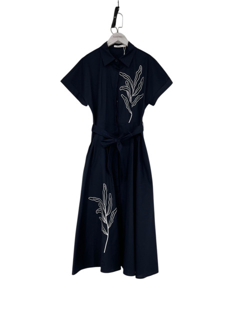 Robe chemise midi manches courtes à revers