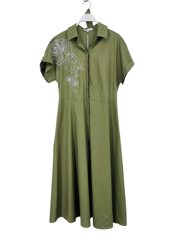 Robe chemise midi manches courtes à revers