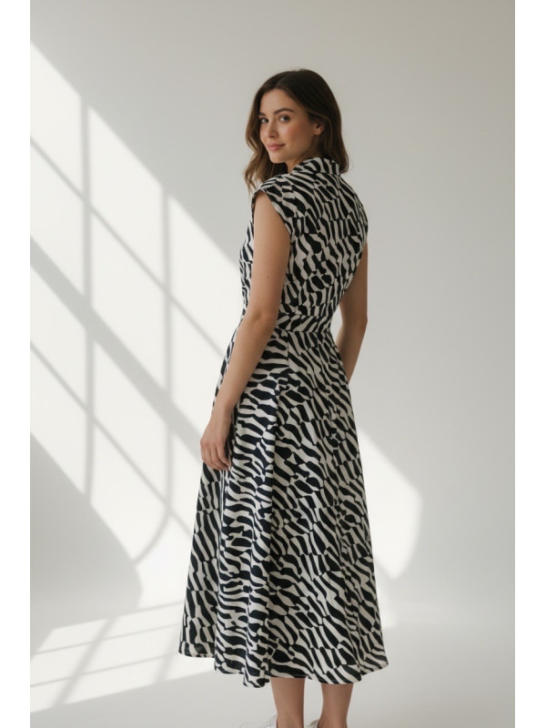 Robe chemise midi imprimée avec mancherons