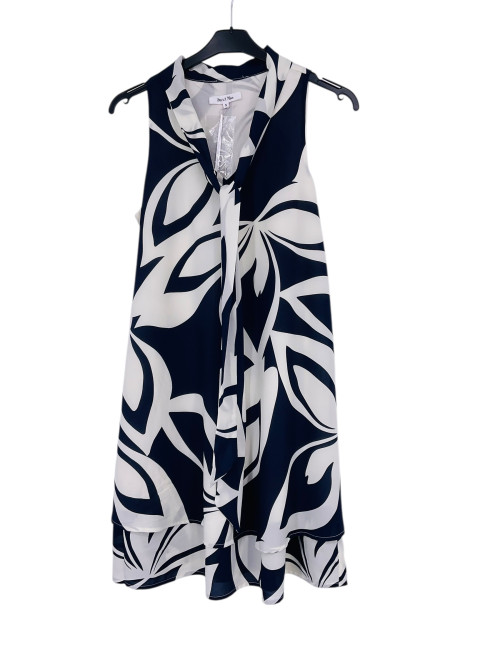 Robe courte légère imprimée col cravate