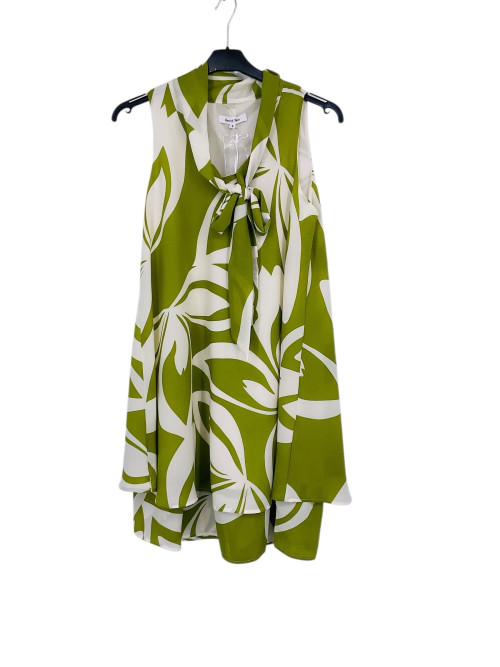 Robe courte légère imprimée col cravate