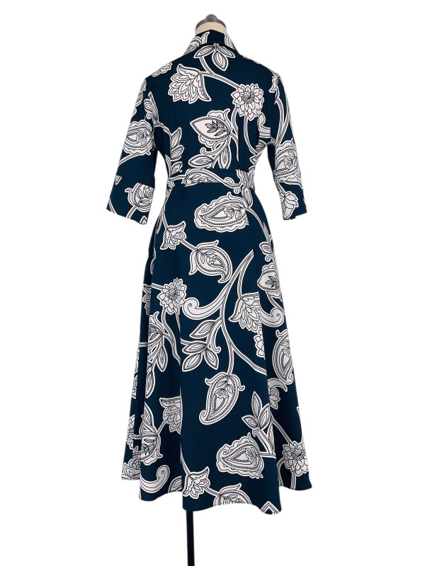 Robe chemise longue imprimée manches 3/4