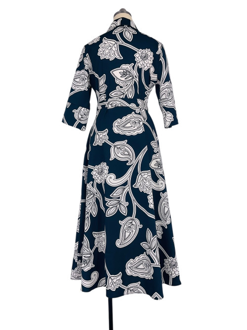 Robe chemise longue imprimée manches 3/4