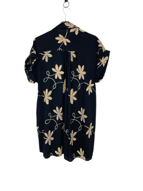 Robe chemise tunique brodée ceinturée