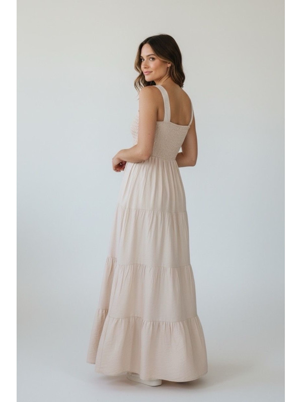 Robe longue fluide bretelles et buste en corde