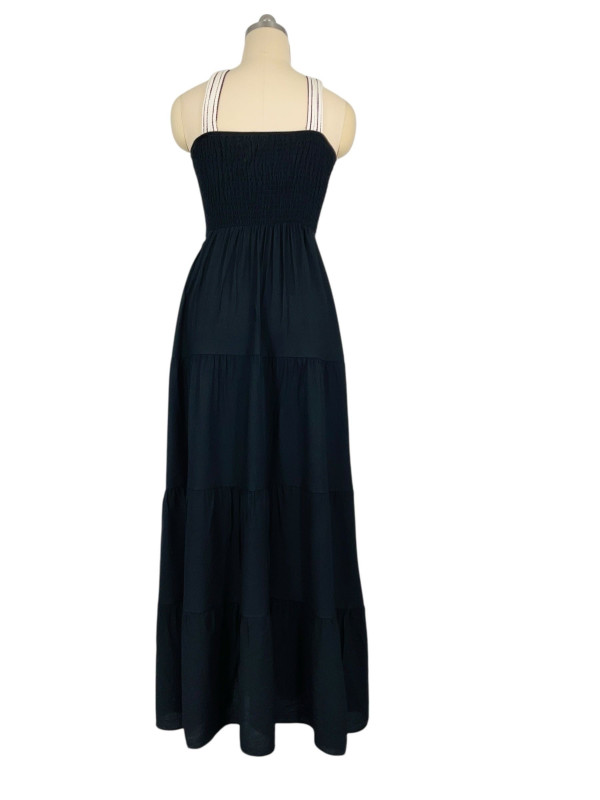 Robe longue fluide bretelles et buste en corde