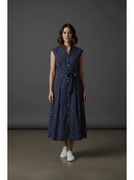Robe longue à pois col...