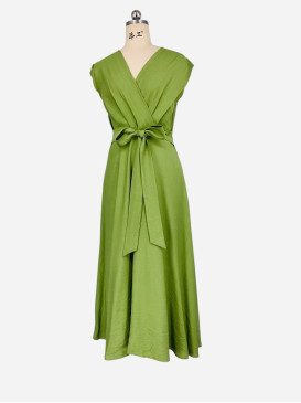 Robe longue unie encolure V...