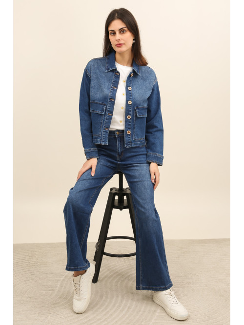 Veste courte droite esprit denim