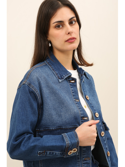 Veste courte droite esprit denim