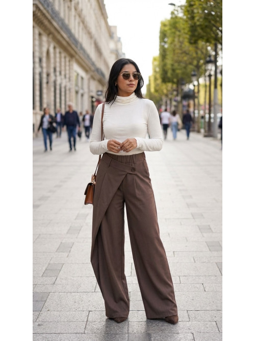 Pantalon large effet portefeuille