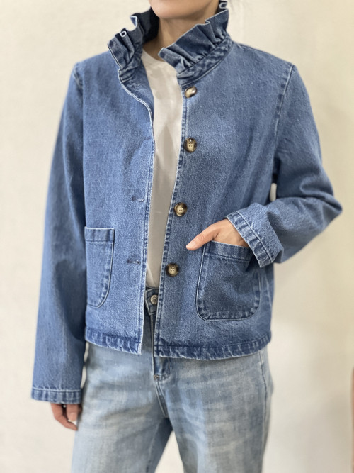 Veste jeans col victorien