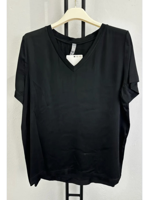 T-shirt fluide col V manches courtes