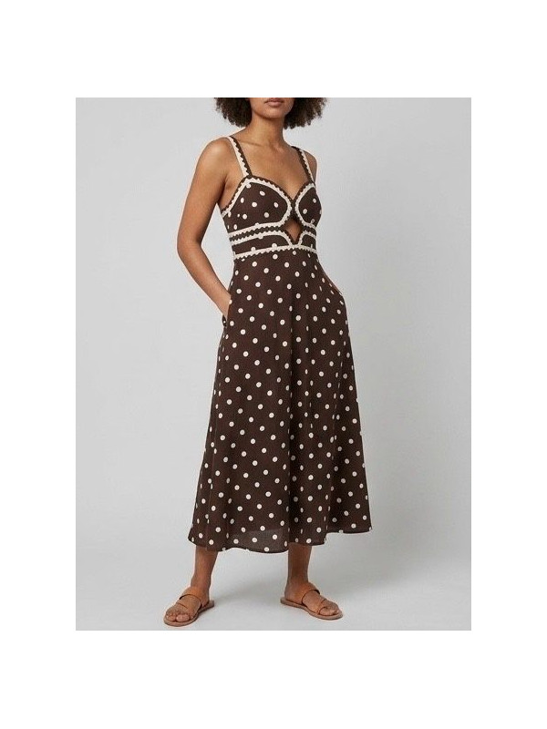 Robe longue à pois à bretelles