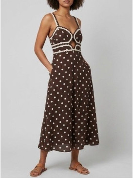 Robe longue à pois à bretelles