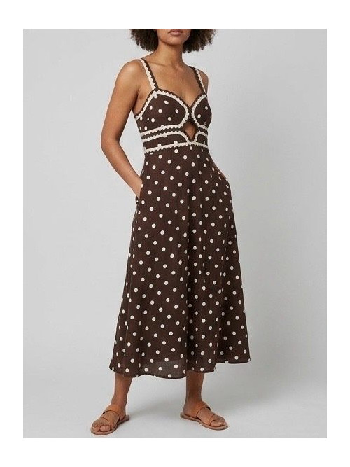 Robe longue à pois à bretelles