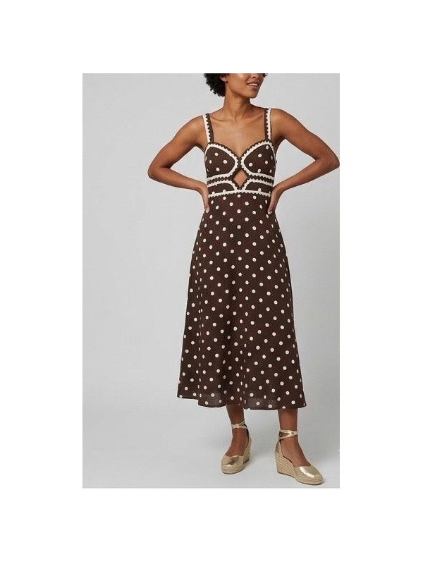 Robe longue à pois à bretelles