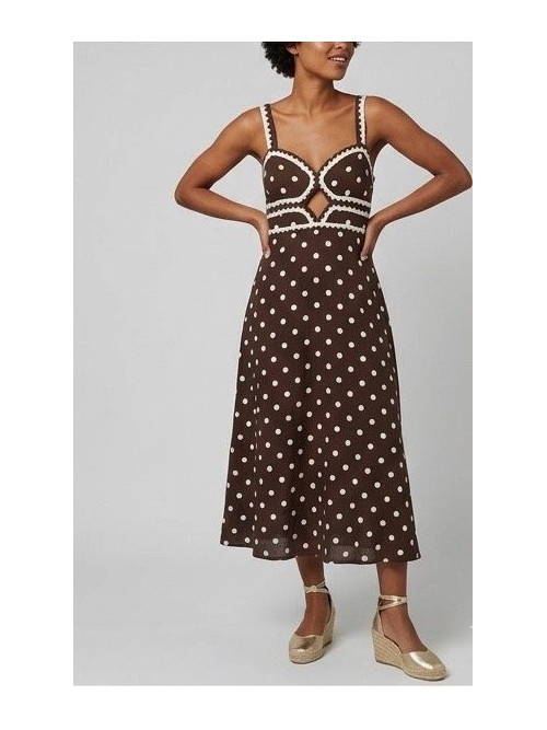 Robe longue à pois à bretelles