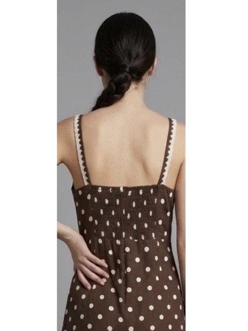 Robe longue à pois à bretelles