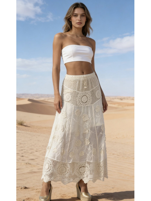 Jupe longue en crochet esprit bohème