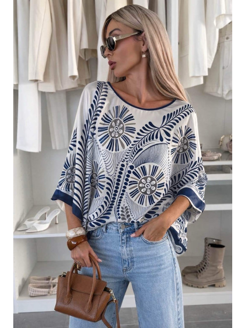 Blouse imprimée fluide effet satiné