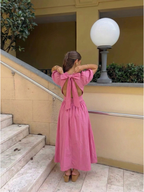 Robe longue boutonnée dos-nu