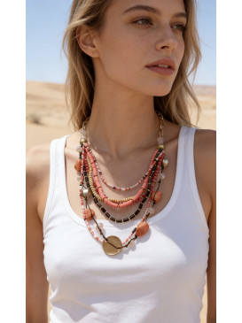 Collier fantaisie doré et...