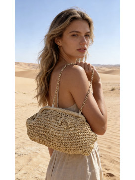 Sac bourse en paille et...