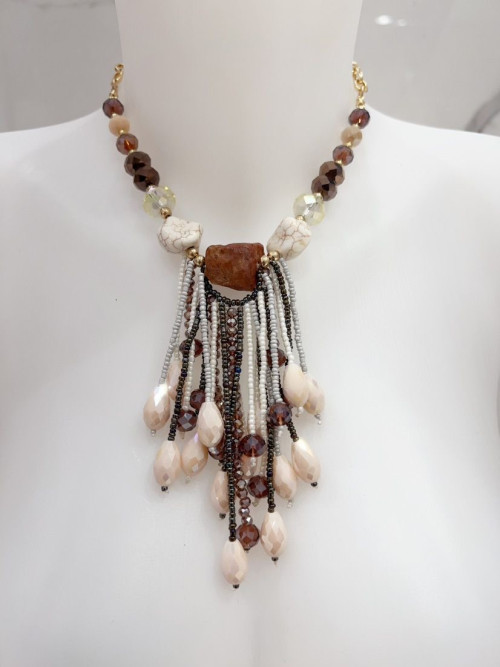 Collier fantaisie perles et pierre