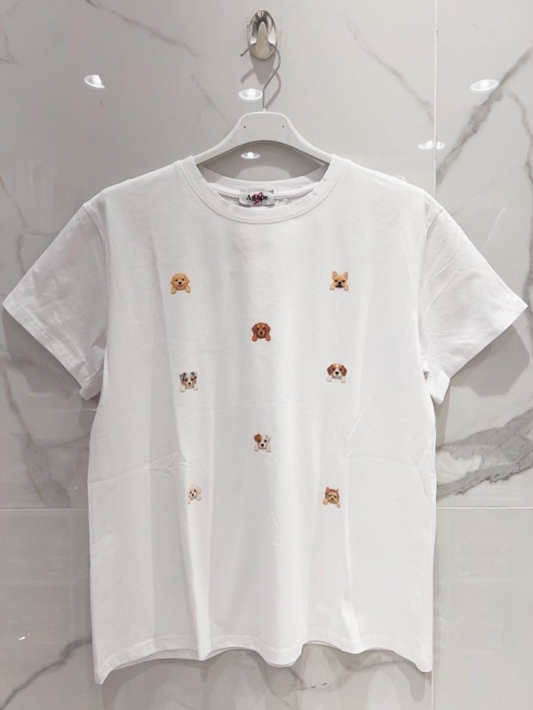 T-shirt col rond manches courtes "chiots"
