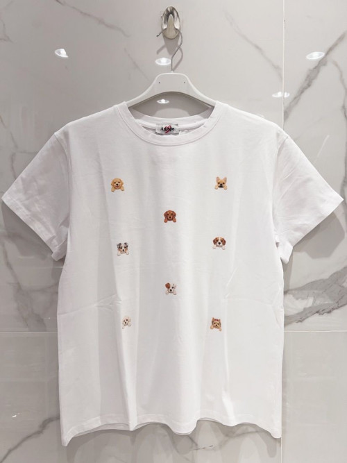 T-shirt col rond manches courtes "chiots"