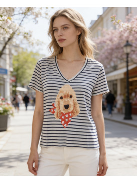 T-shirt marinière col V...