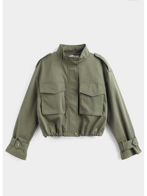 Blouson cropped épaules oversized